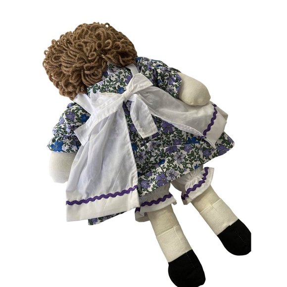 New Cloth Rag Doll Handmade with Hand Sewn Dress and Brown Yarn Hair 19" - Picture 2 of 6